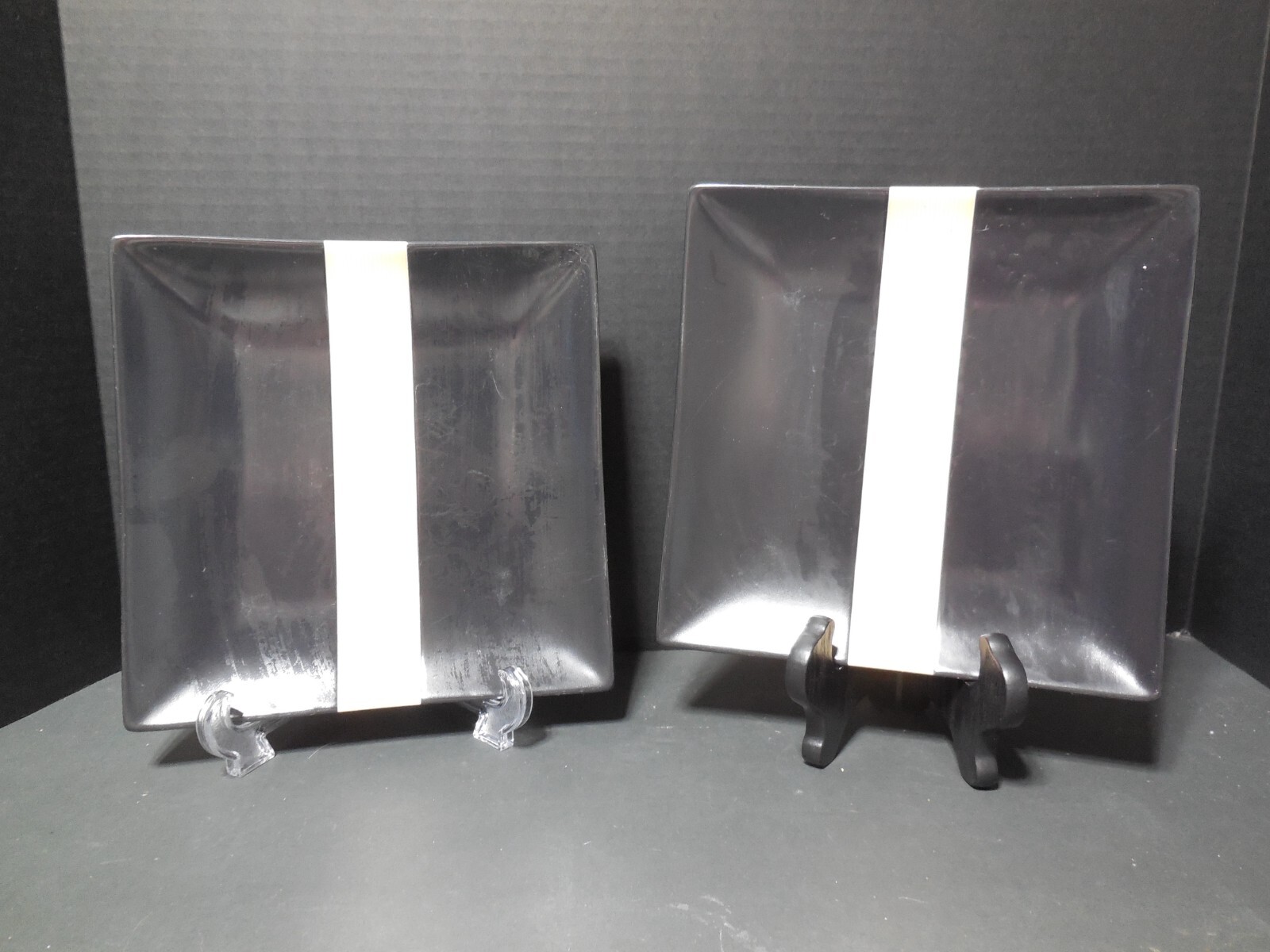 Set of 2 Mikasa Bamboo Black 8″ Square Salad Plates (CR028)