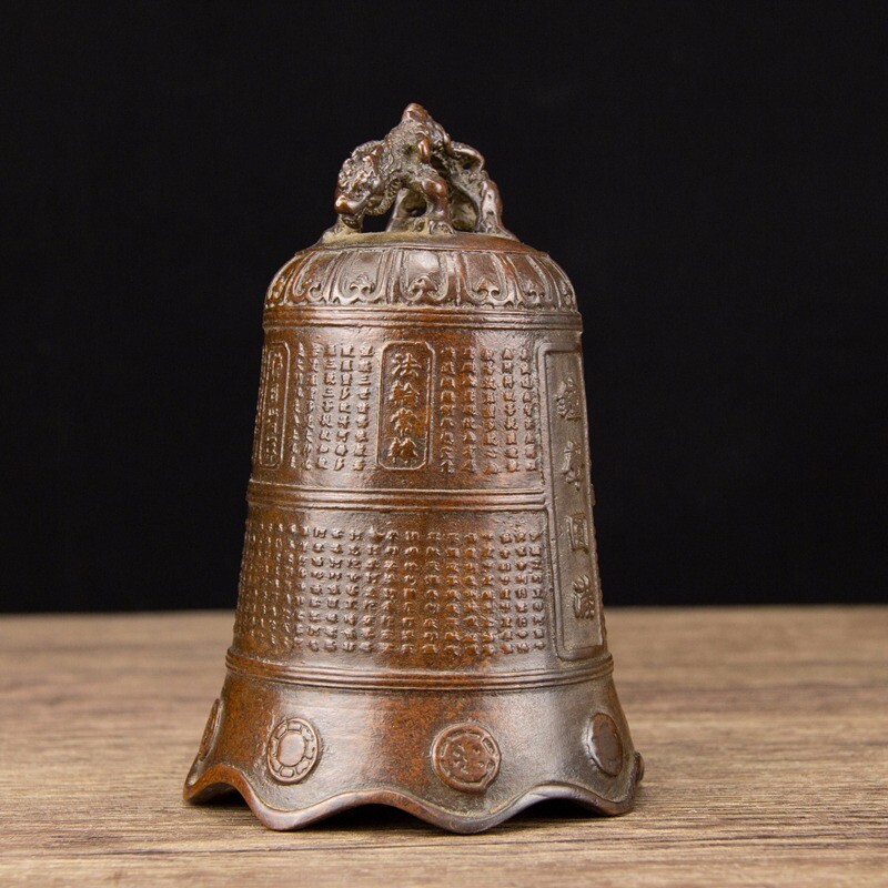 16 CM China Bronze bell Old Brass bell animal beast horologe