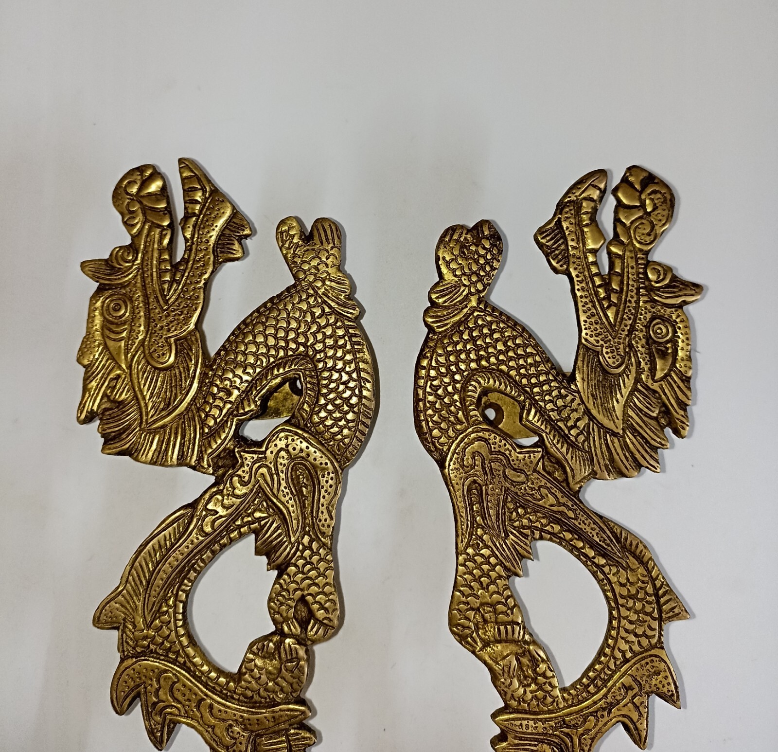 10.5” Inches Dragon Shape Outdoor Pull Set Brass Inner Door Handle Decor GTX