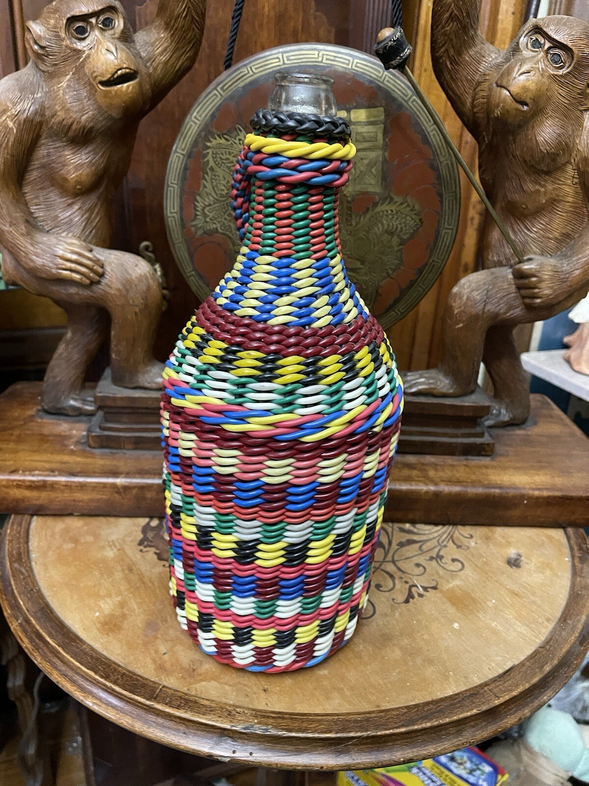 Bottle Vintage Very thick Plastic Wire Wrapped African Art Vintage Retro 1960