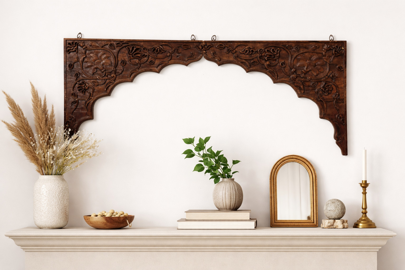 Antique Hand Carved Teak Wood Arch : Indian Architectural Salvage