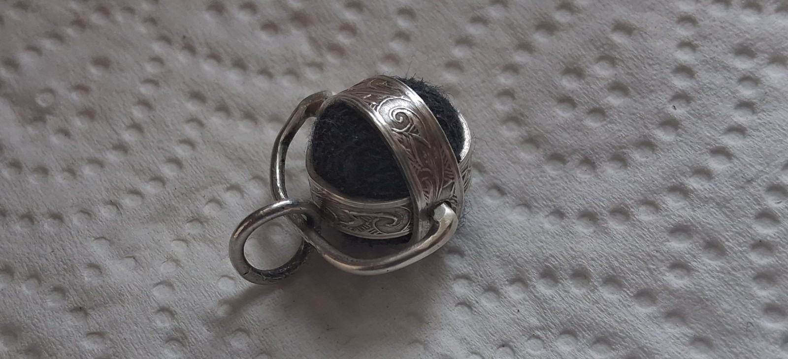 Solid Silver Chatelaine Sphere Pincushion Birmingham 1901.