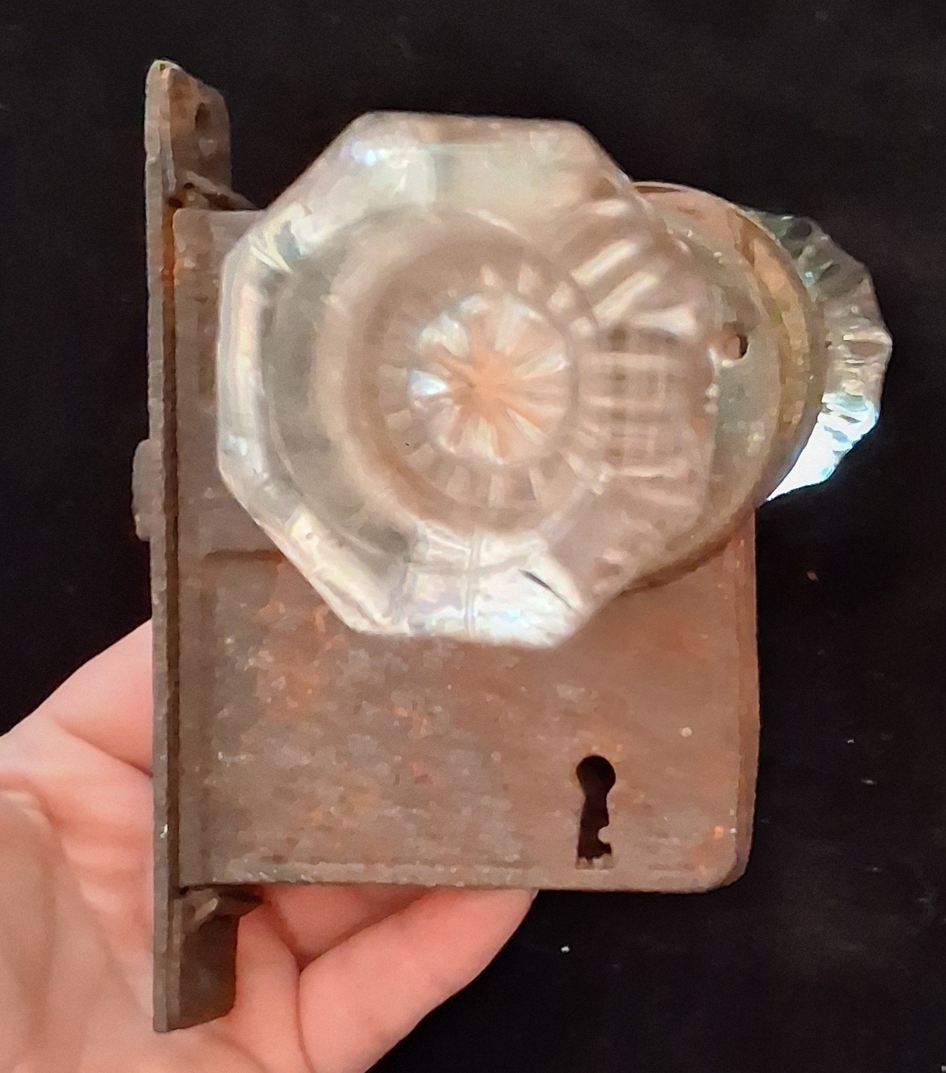 Vintage Old Door Lock with Different Crystal Glass Door Knobs + Key