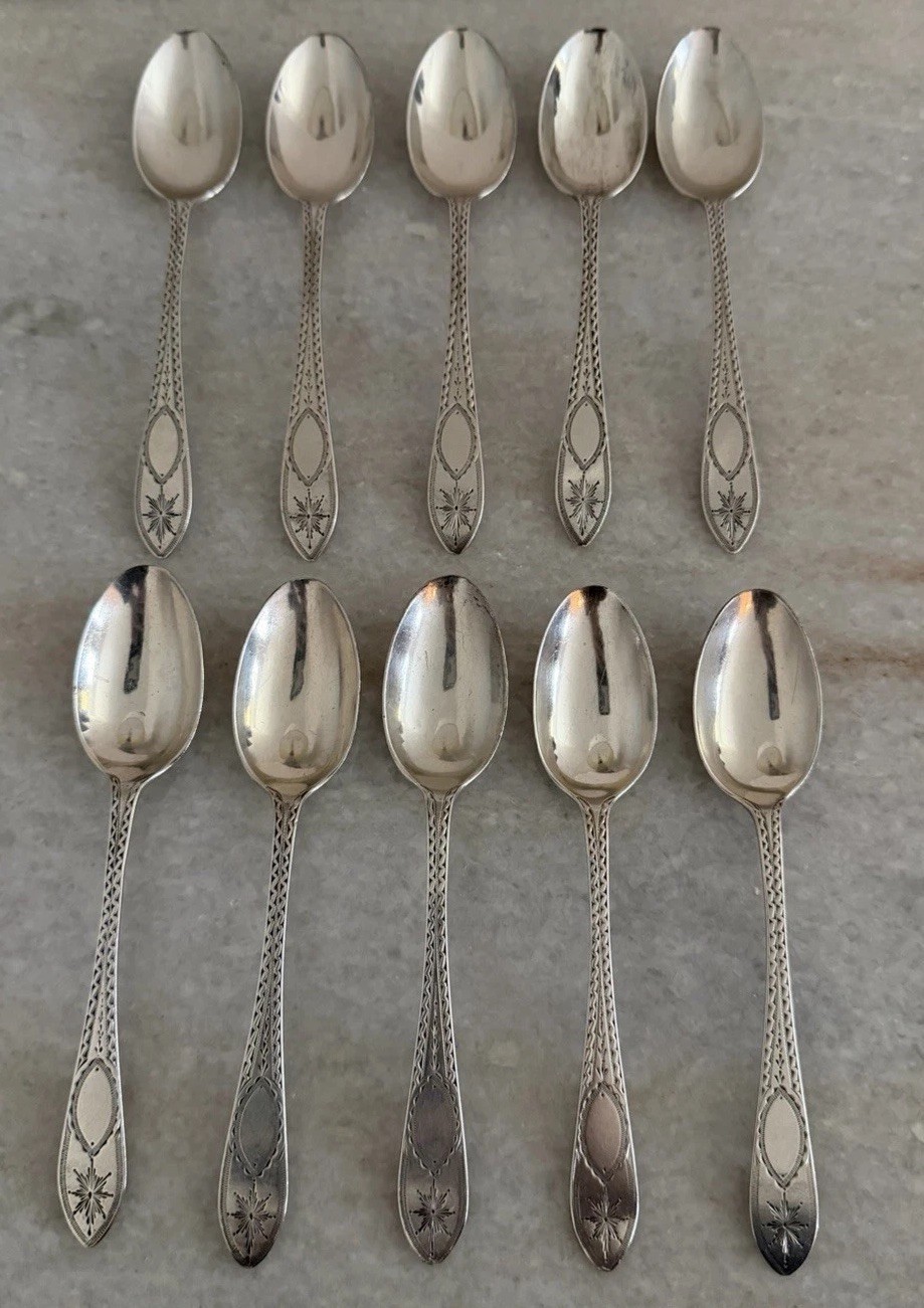 Antique Vintage Sterling Silver Sheffield 925 Spoons Teaspoons Crown Lion P