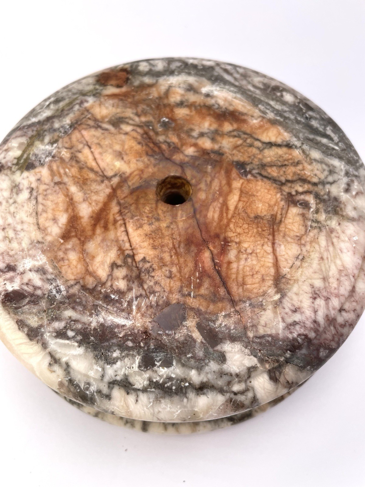 Antique French Type Pink Marble Piece Round Slab Collectible HomeDecor