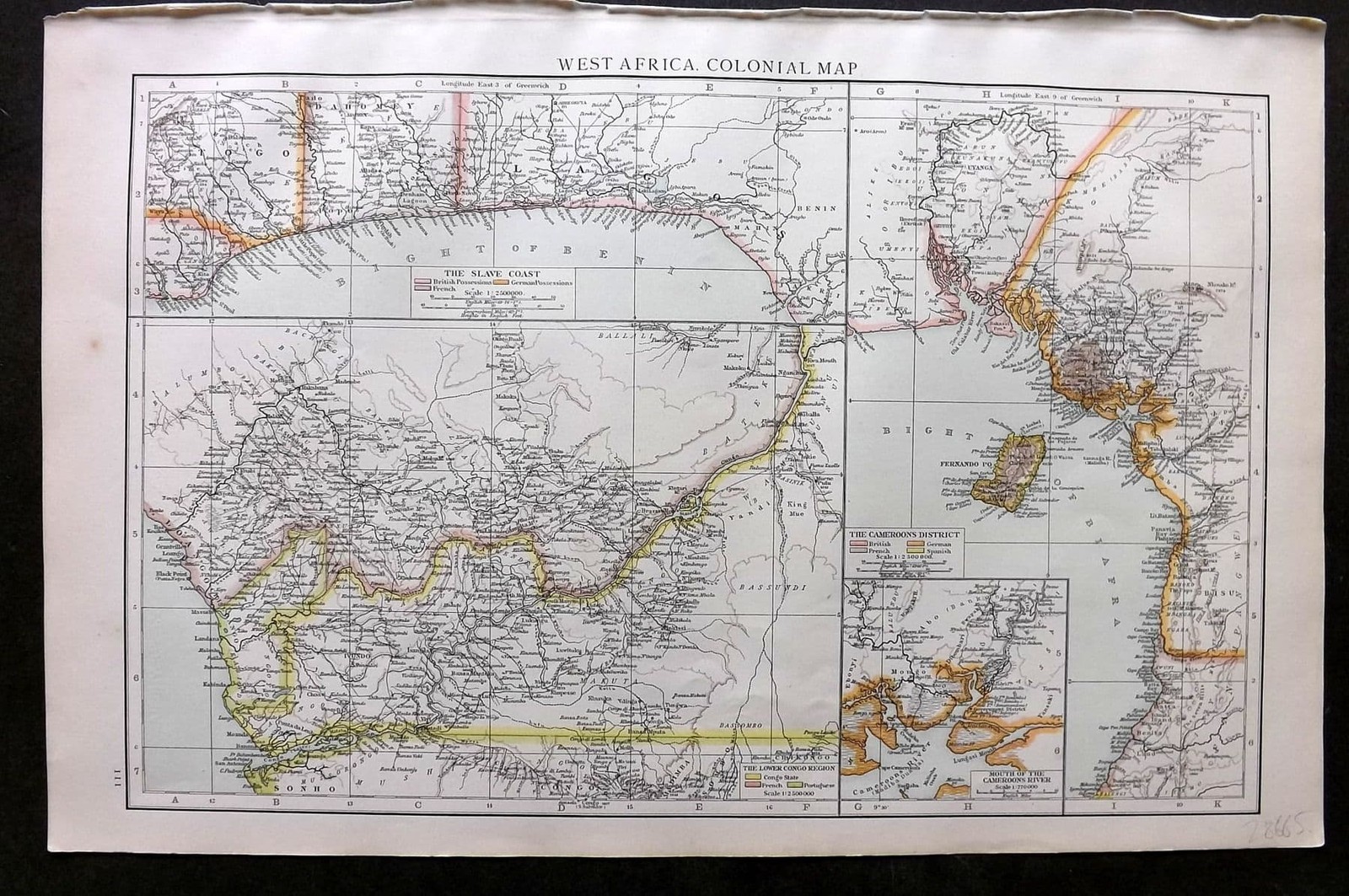 Times Atlas 1895 Antique Map. West Africa, Colonial Map
