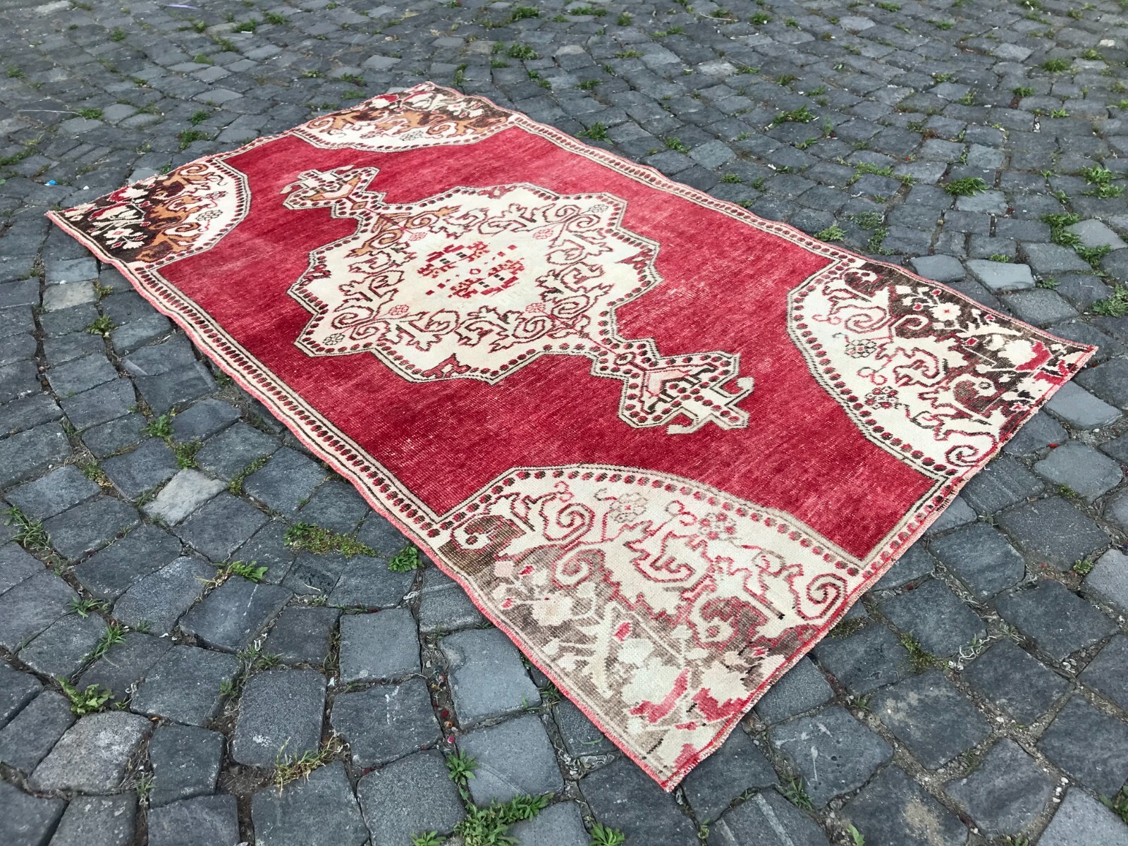 Turkish Antique rug Bohemian Area rug Oushak rug Vintage Rug Handmade Wool rug