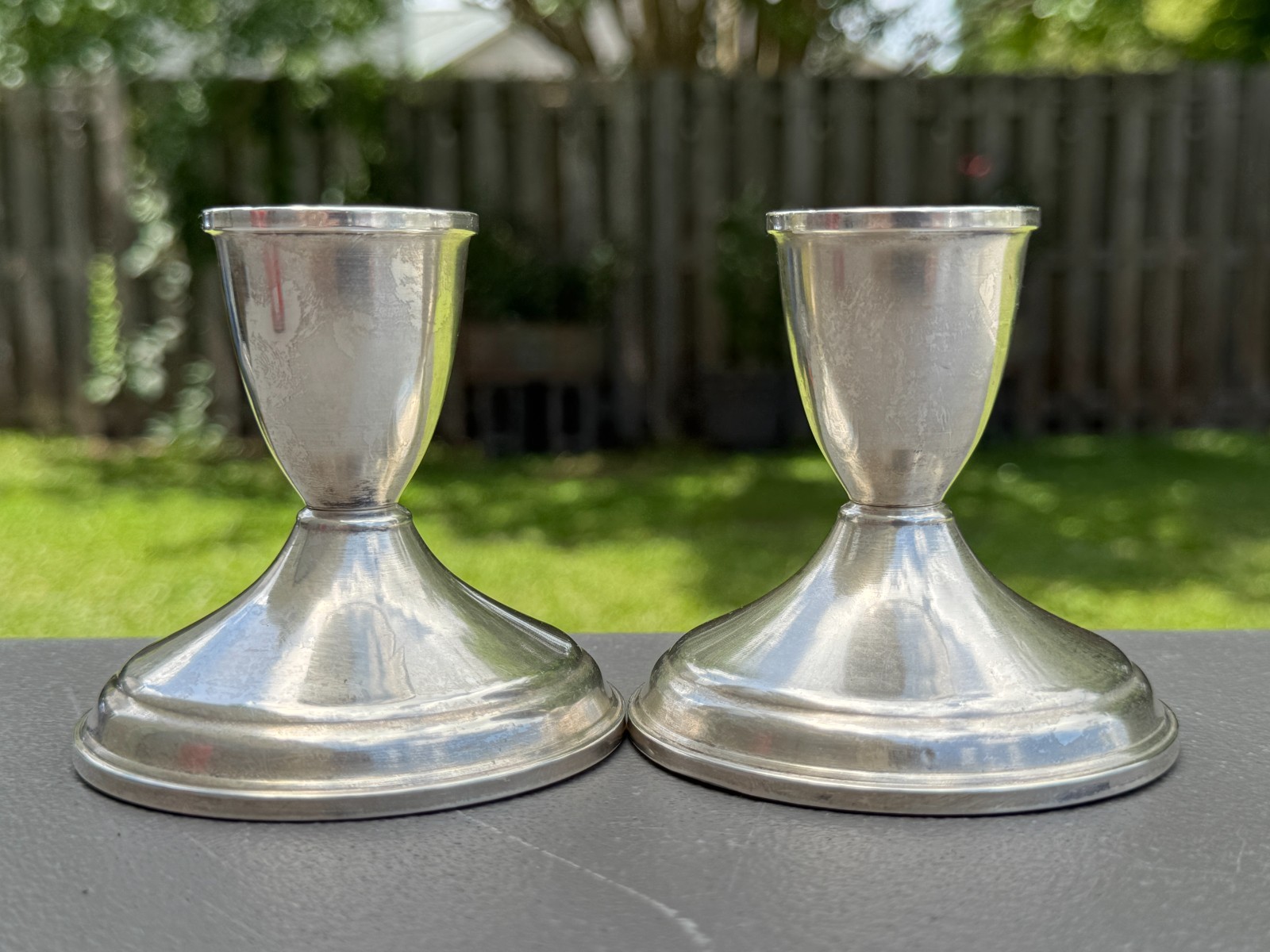 1940s Duchin Creations 3-1/4” Sterling Silver Weighted Candle Stick Holders Pair