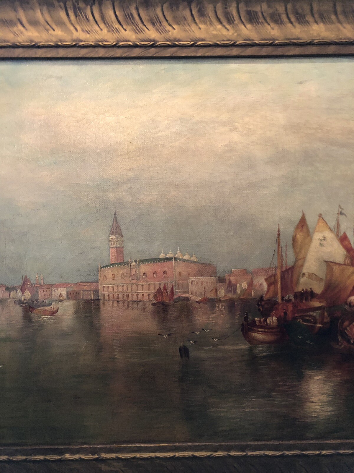 Antique Julius G. Segall Oil Painting Venice Italy Water Scene