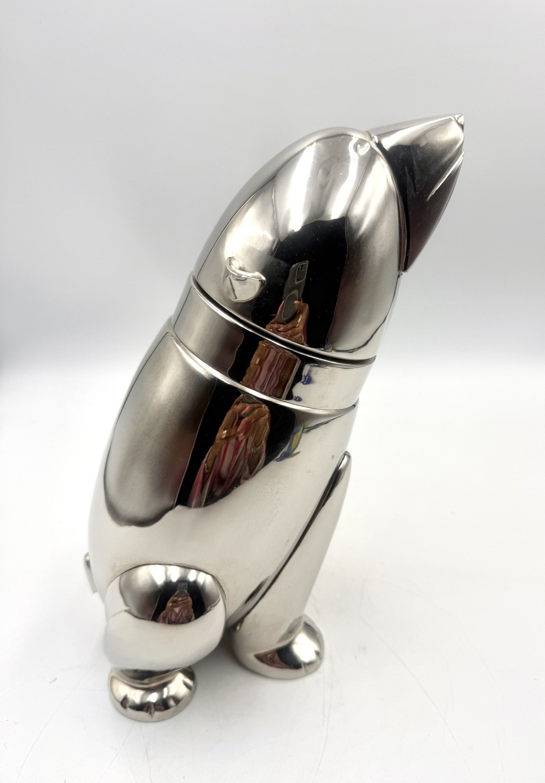 1950s Restoration Hardware Art Deco Silverplate Polar Bear Cocktail Shaker Mixer