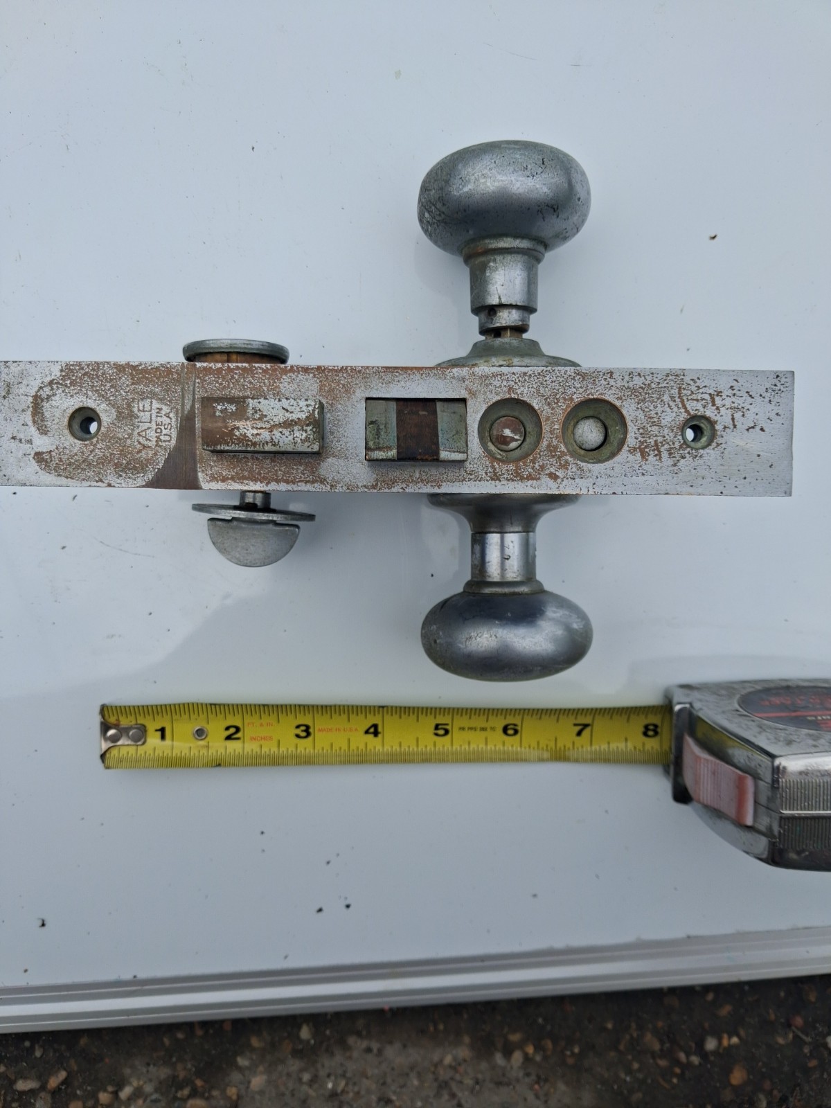 COMPLETE Authentic Vintage Yale Mortise Lockset – Solid Brass – Harlequin Patina