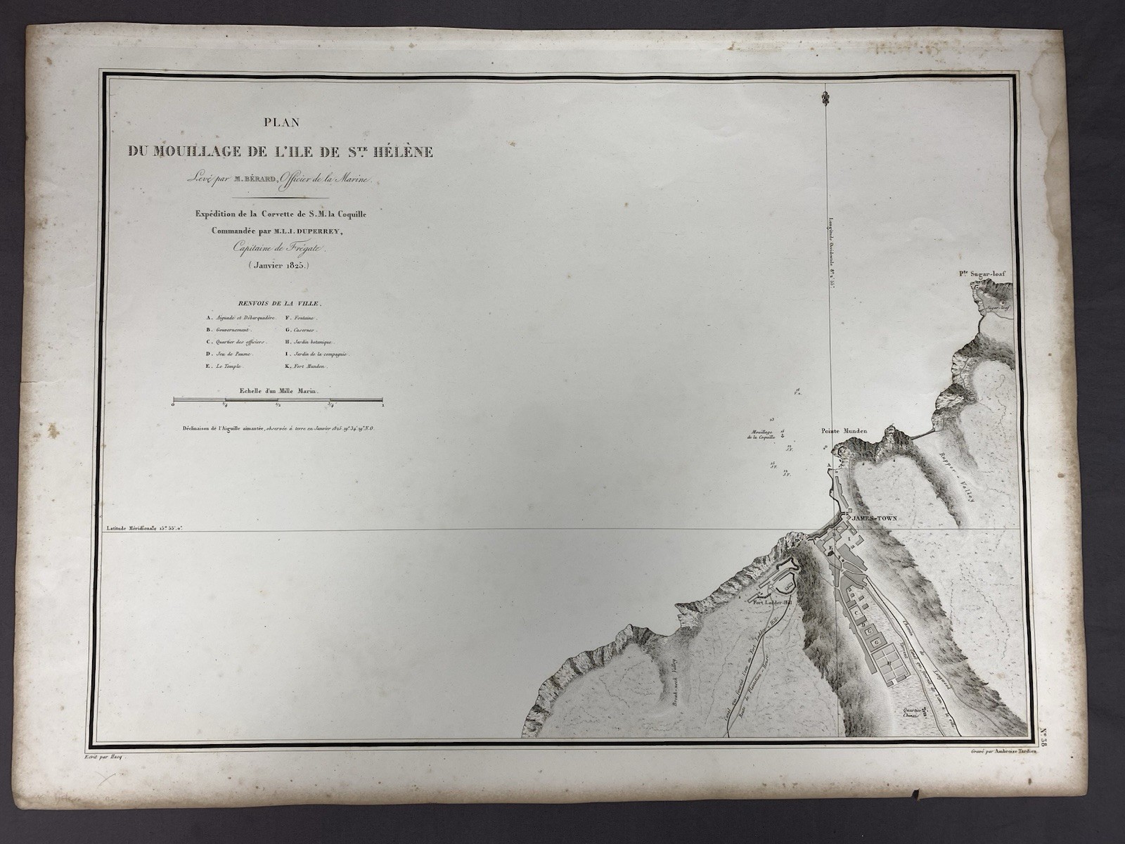 Plan Of The Anchorage Of The Island Of St. Helena 1828 Antique Nautical Map