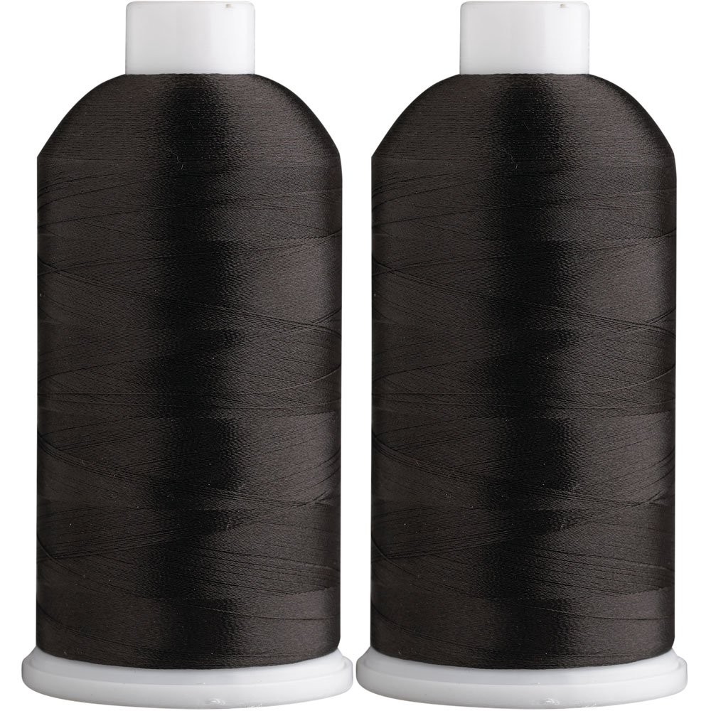 Super B Polyester Embroidery Thread, 40wt Large Spool Pack of 2, Black 020