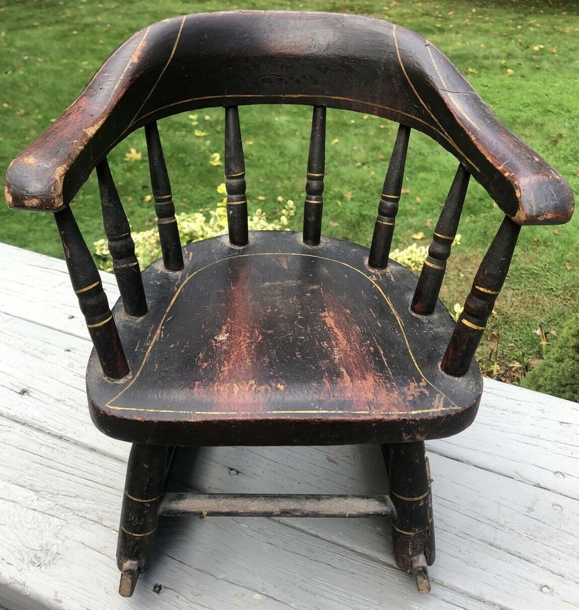 Antique Windsor Rocking Chair Miniature Salesmen’s Sample Child’s Old Paint AAFA