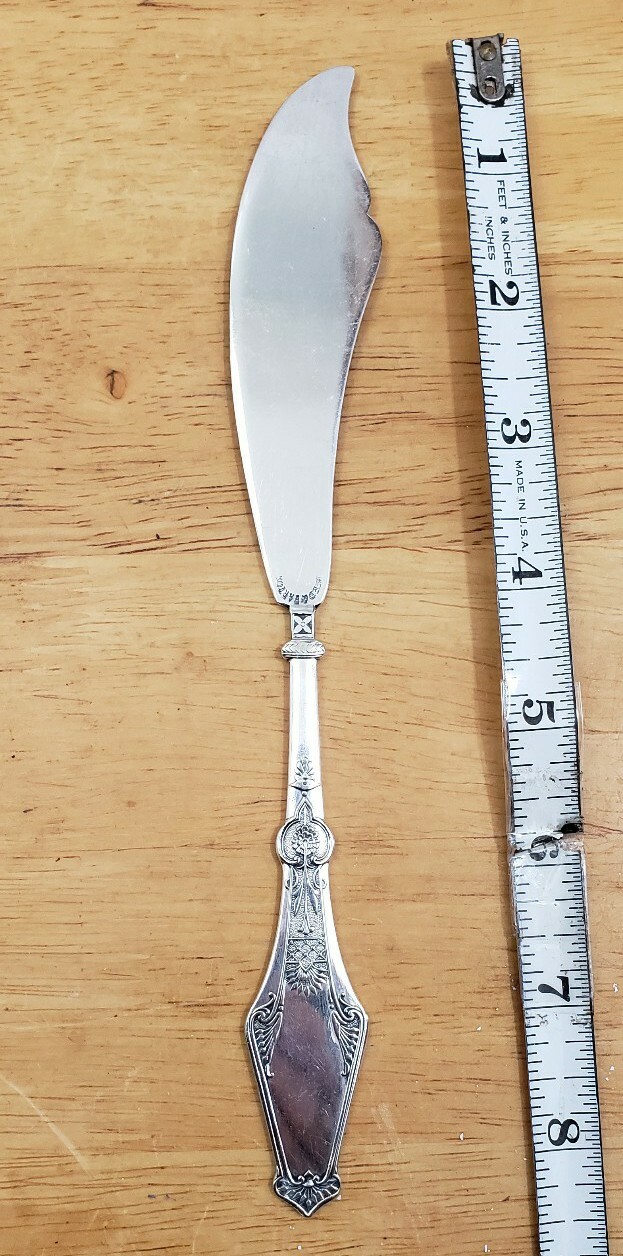 🔎👀ANTIQUE c1879! ORIENT🏯 PTRN SILVERPLATE FLAT HANDLE MASTER BUTTER🧈 KNIFE