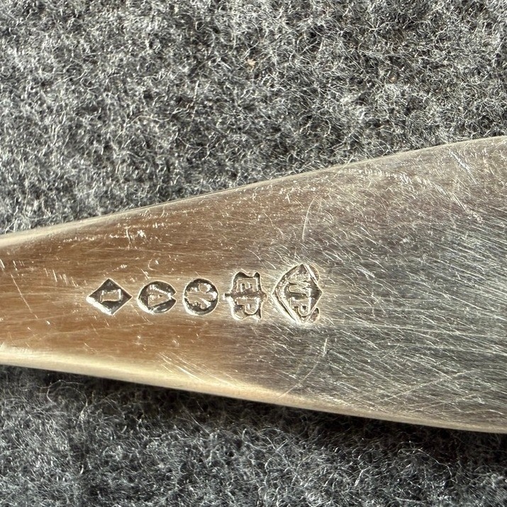 Antique William Page WP EP Silver Plate Teaspoon Monogrammed Fiddle Shell Spoon