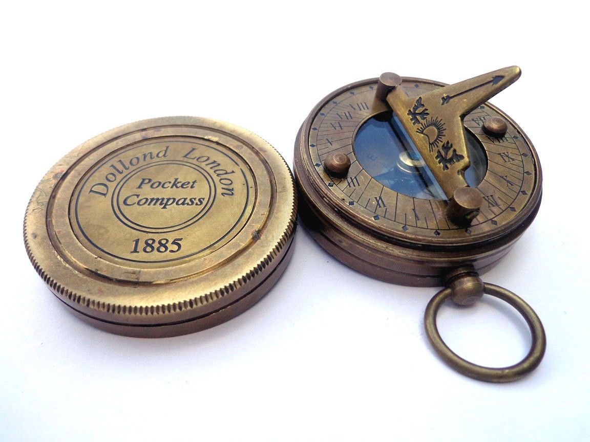 Brass Sundial Compass Vintage Dollond London Nautical Antique compasses solid