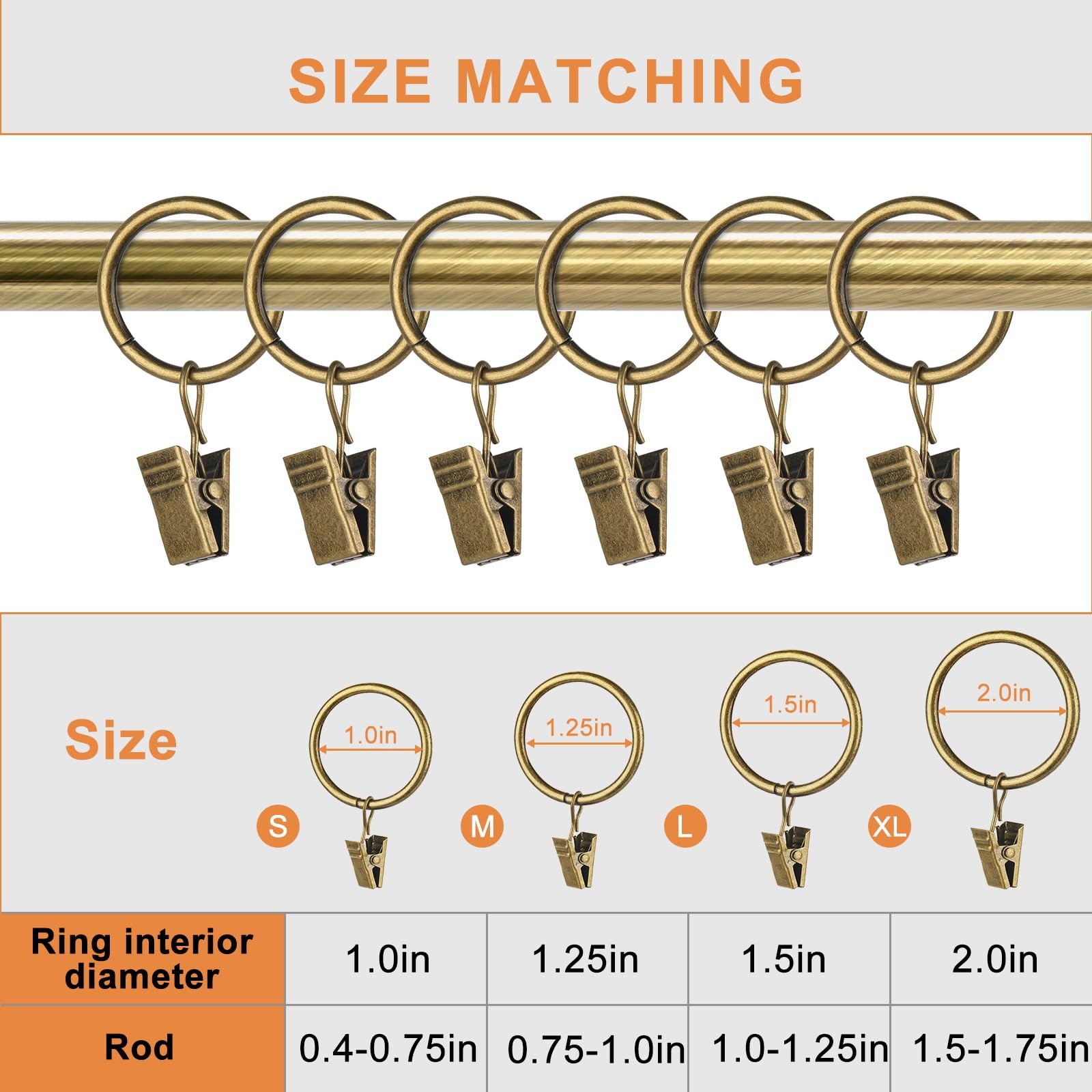 hanitronic 30 PCS Antique Brass Clips 1 1/4-Inch Inner Diameter,