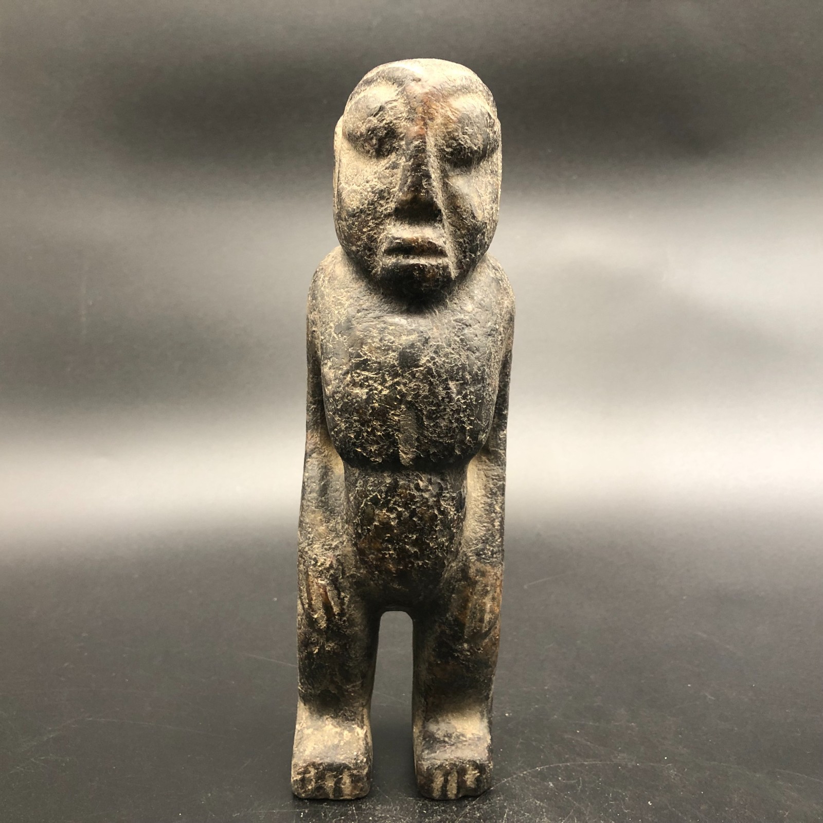Old HongShan Culture Hetian Jade Hand-Carved Primitive people Statue