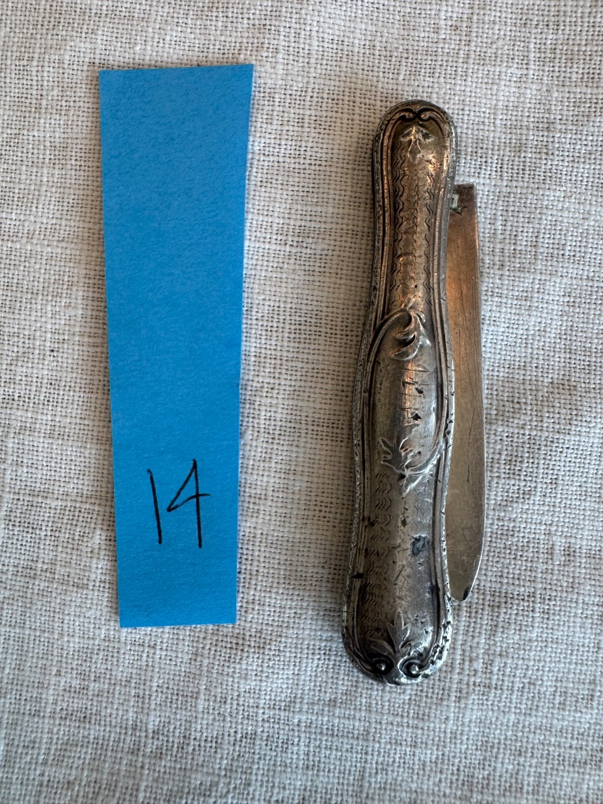 Antique Coin Silver Fruit Knife with Blade & Pick, Monogram