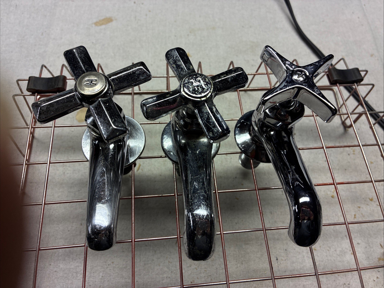 Vintage Hot & Cold Chrome Faucet Sink Fixtures Crafts Steam Punk