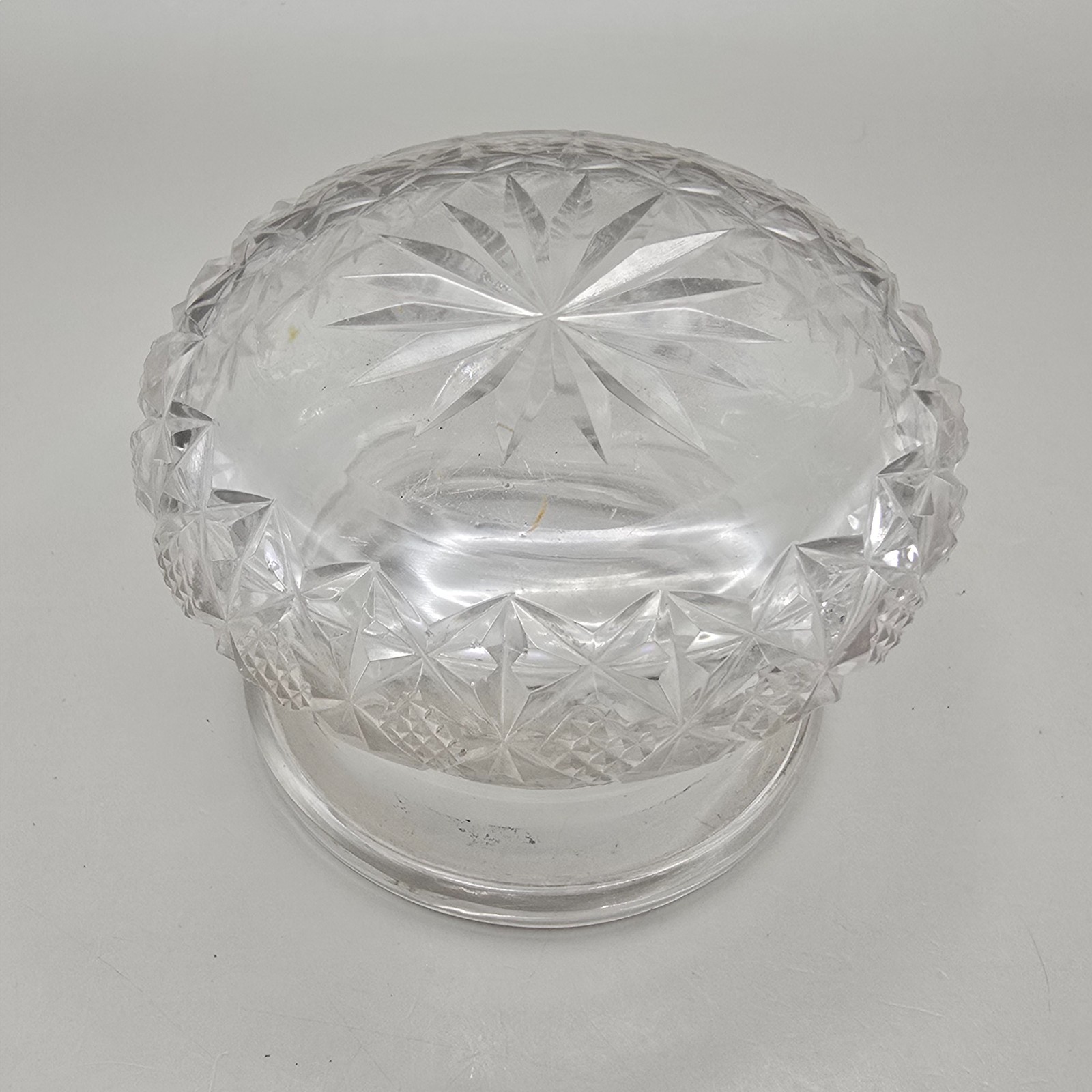 Antique Dressing Table Jar Cut Glass Silver Faux Tortoiseshell Lid GWL & Co 1922