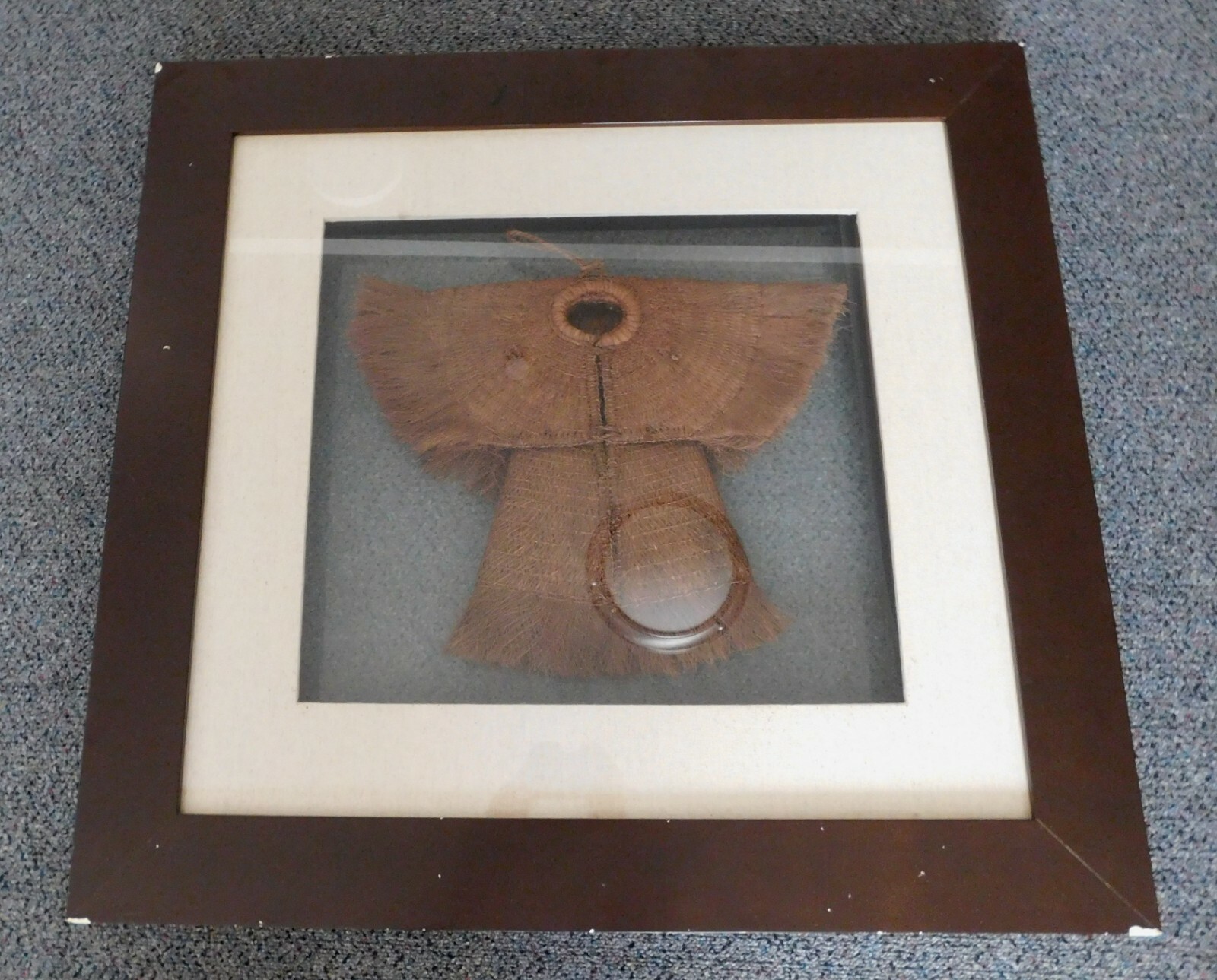 Antique Asian Chinese Coir Palm Leaf Rain Coat Baby Child Framed