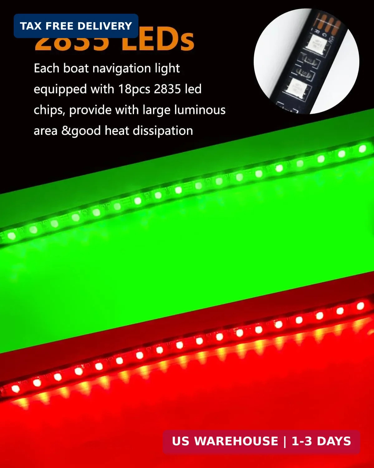 LED Boat Navigation Lights Red Green Marine Bow Lights Waterproof Strip