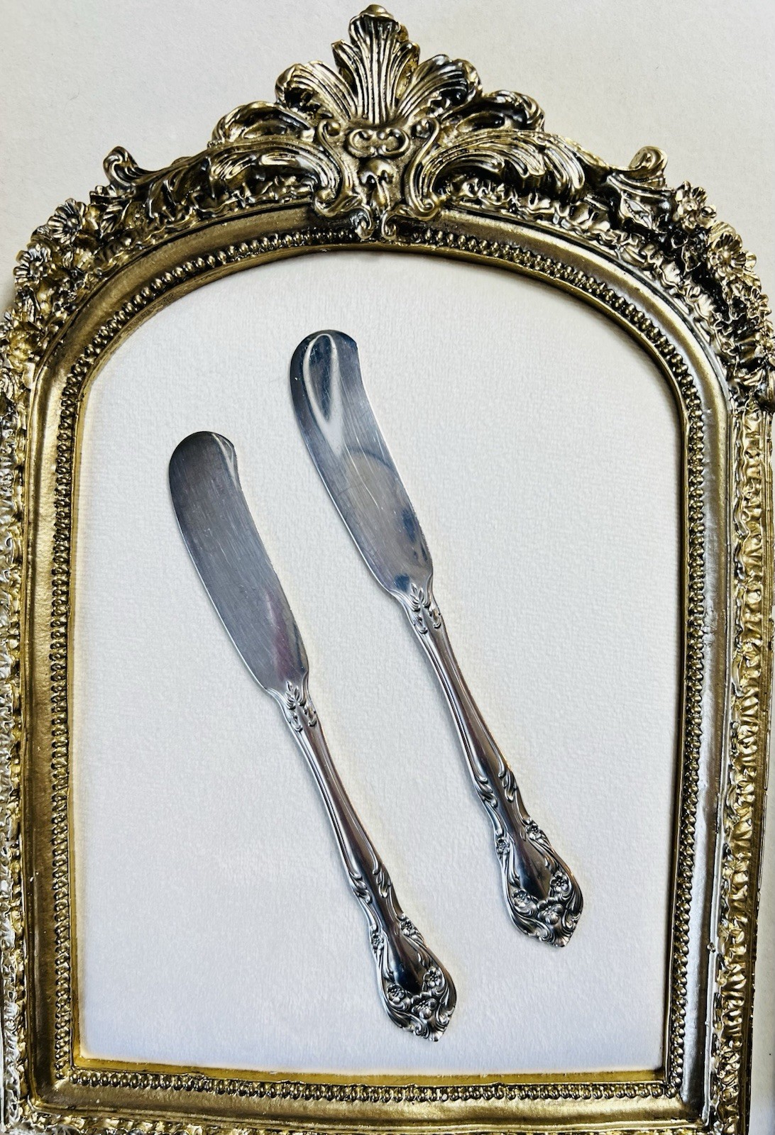 VTG Alvin Sterling Silver 52g Chateau Rose Solid Butter Spreaders 2 Flat Knives