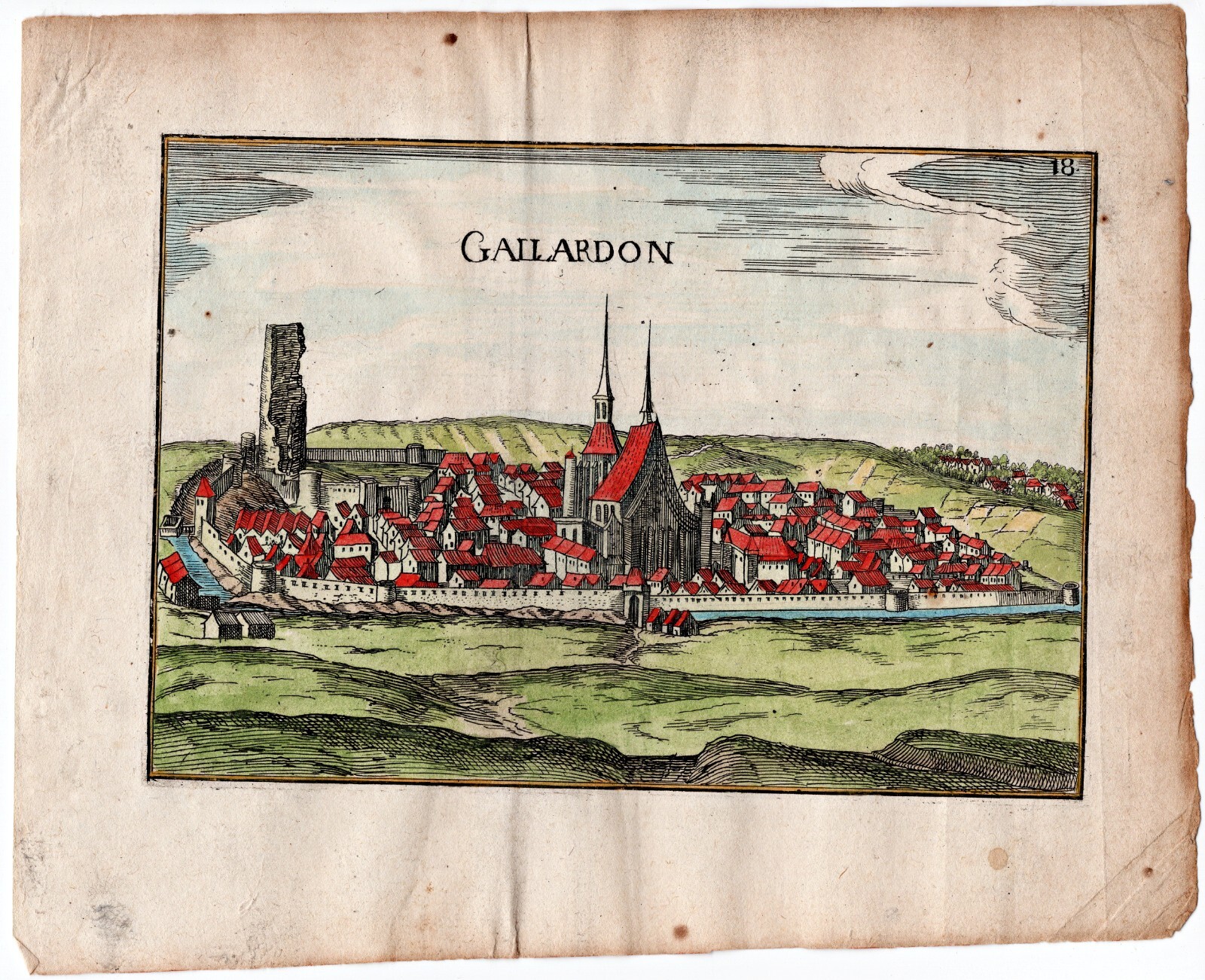 1634 Nicolas Tassin Gallardon, Eure-et-Loir, France Antique Print
