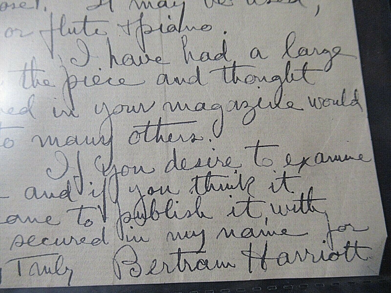 1892 Manuscript from Bertram Harriott to Edgar Werner, “Tiny Tinus Dream” Song