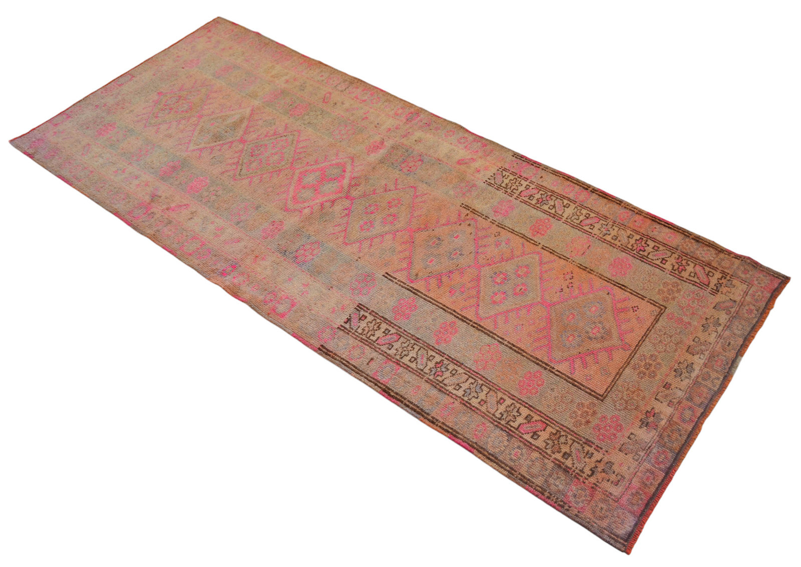 3×8 ft Antique Turkish Rug Hand made Natural Dyes Short Runner act 3.3 x 7.9 ft