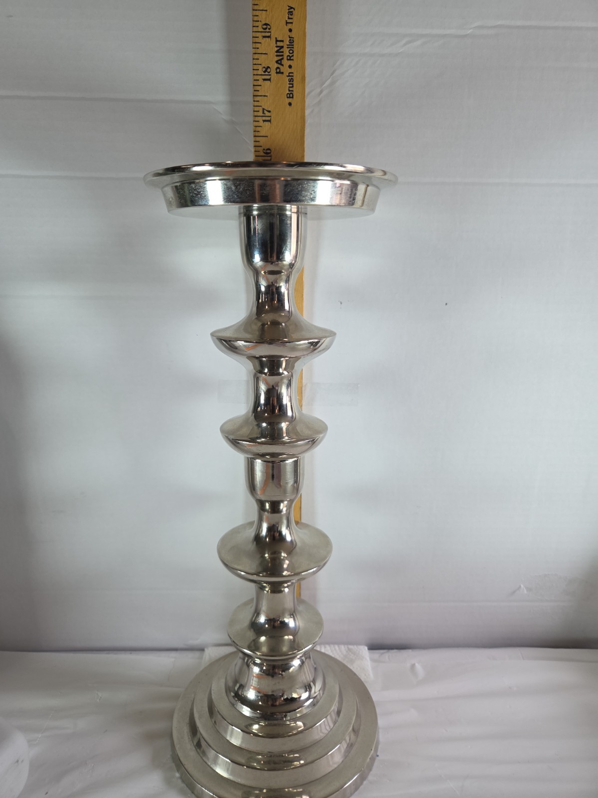 Modern Polished Nickel Tall Candlestick Holder 19” Contemporary Z Gallerie Style