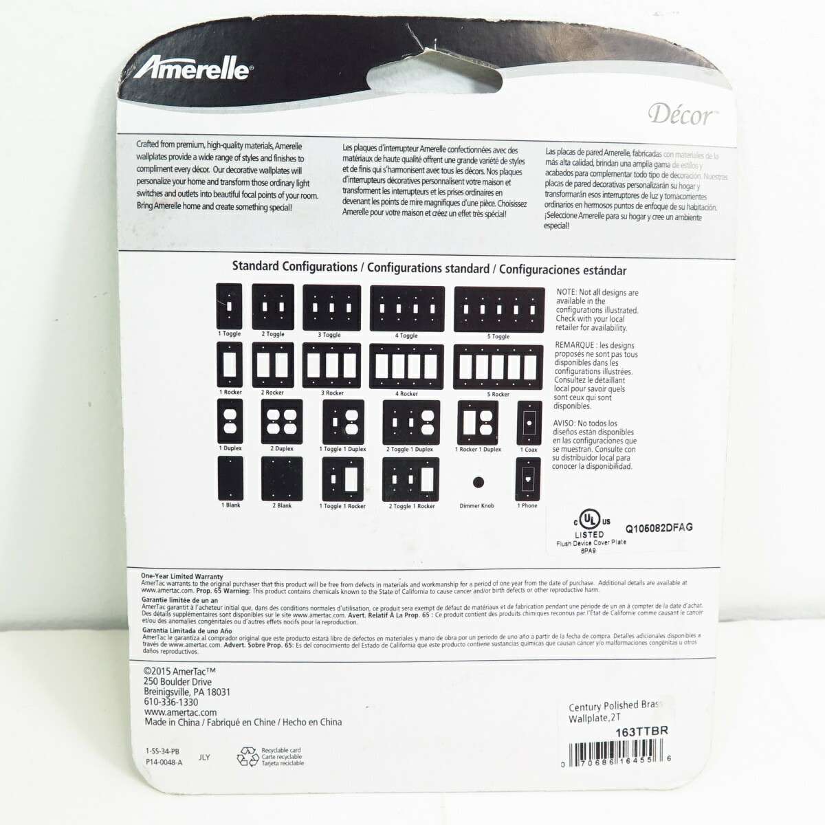 Amerelle Decor Double Toggle Switch Wall Plate – Century Polished Brass