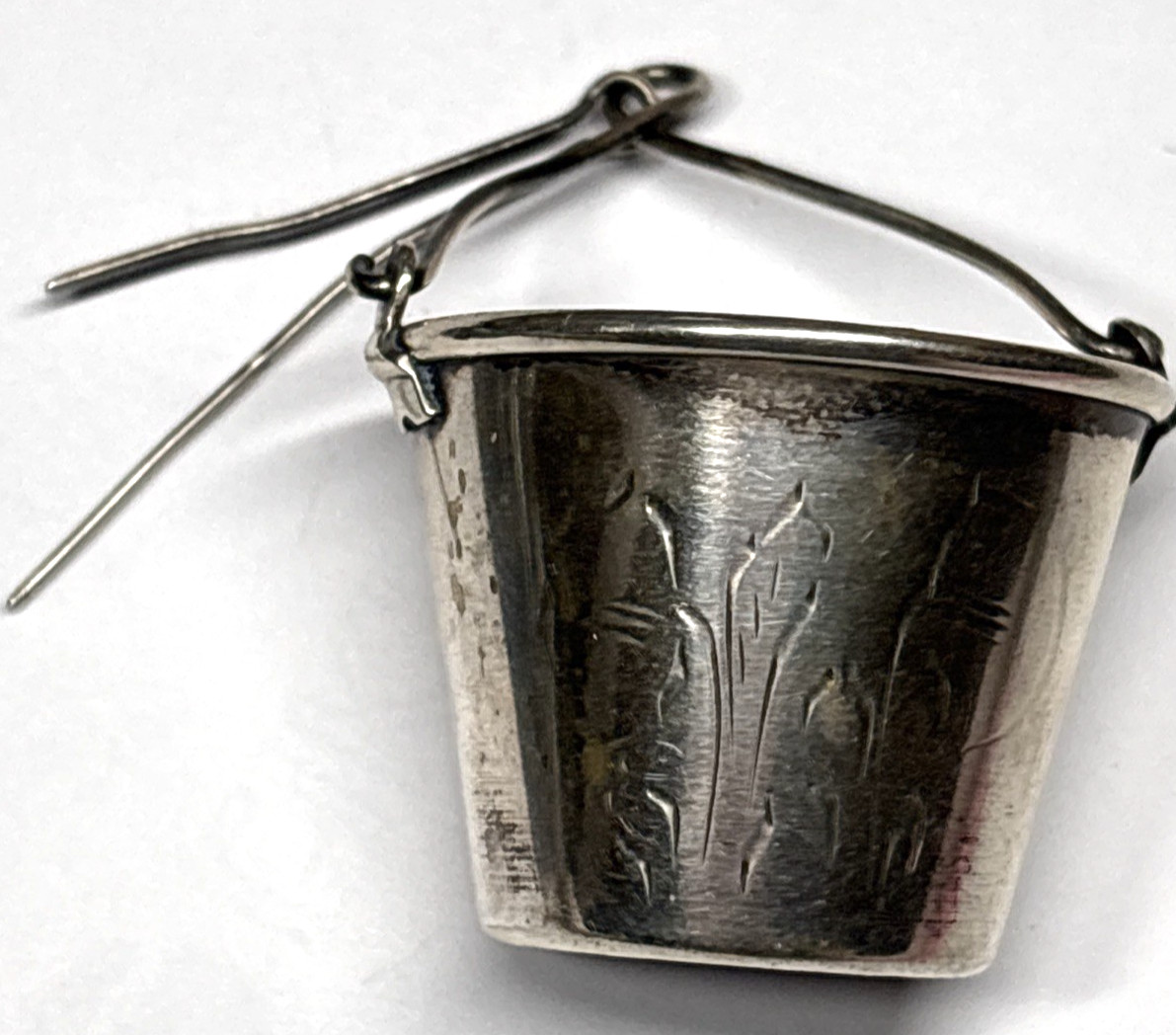 Antique Soviet Russian 875 Silver Miniature Bucket Tea Infuser, Star Hallmark