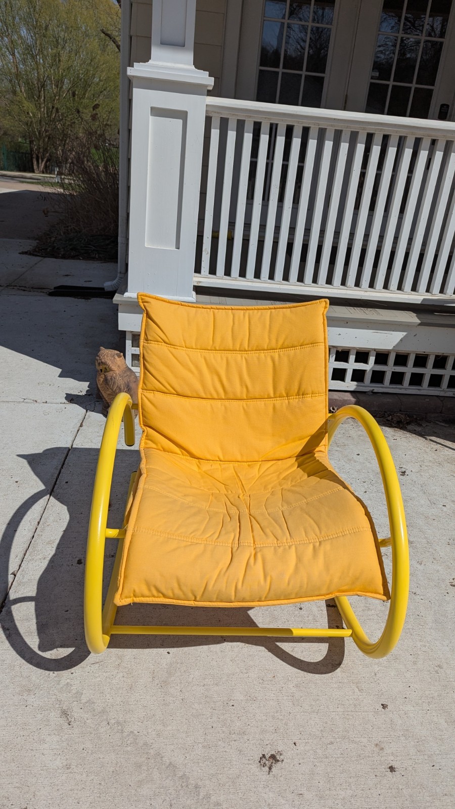 Vintage Post Modern Memphis Ellipse Rocker By Les Amisco Lemon Yellow Space Age