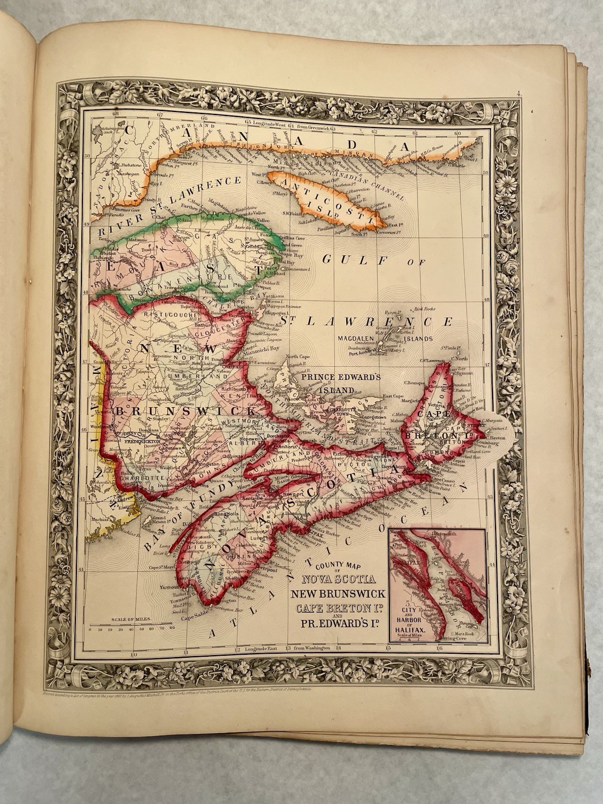 1861 Mitchell’s New General Atlas Maps World United States Hand Colored Complete
