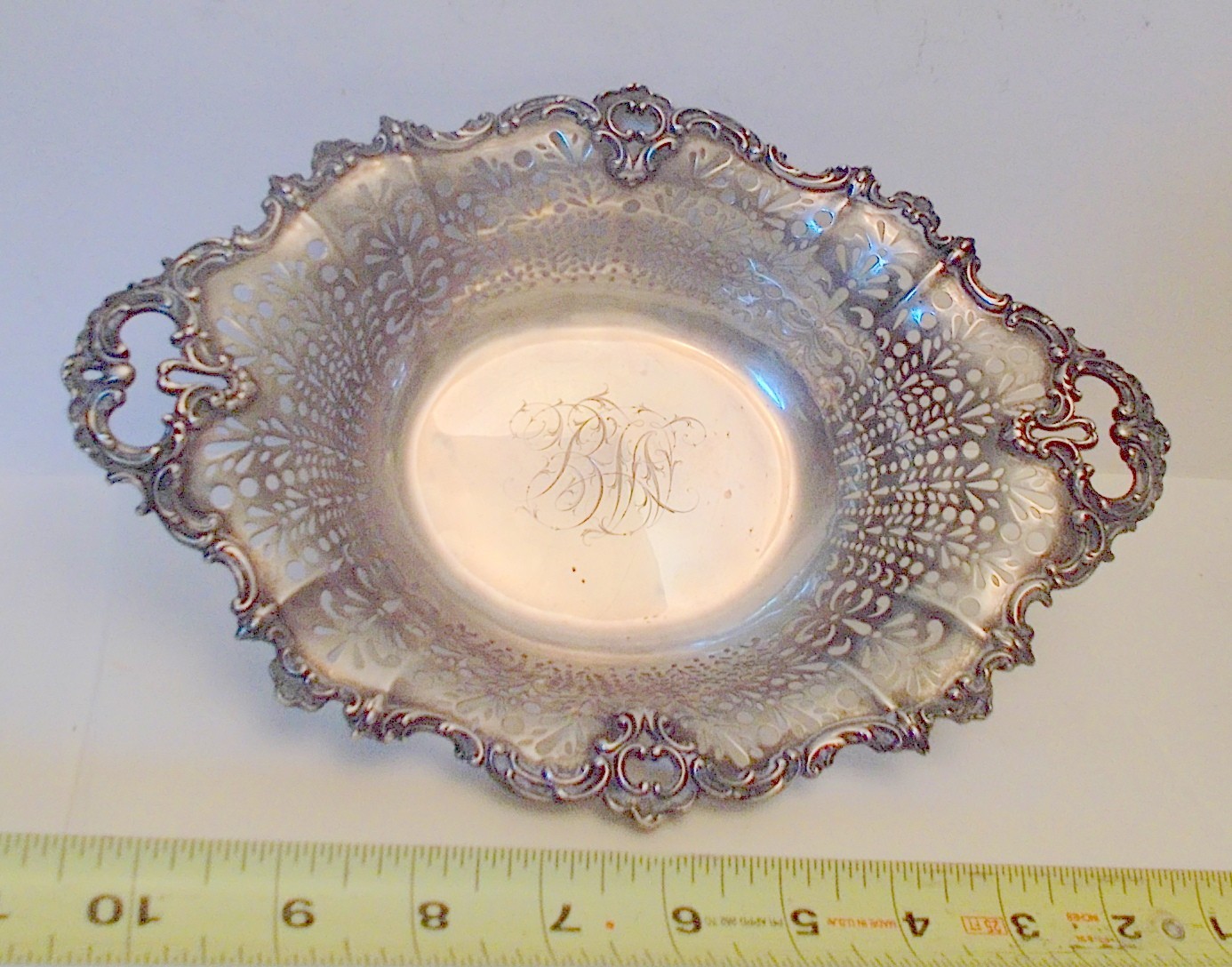 Sterling Silver JE Caldwell Reticulated Repousse Handled Serving Dish Basket