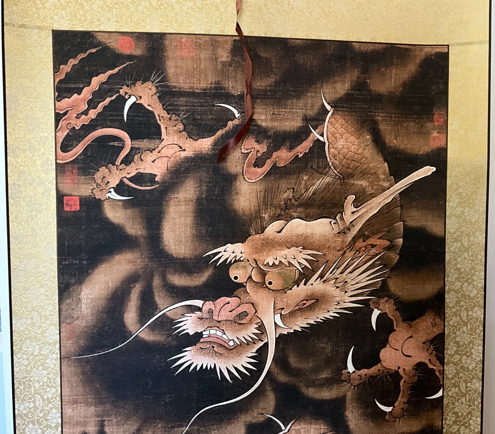 vintage Chinese Dragon Hanging Scroll Mythical Dragon Wall Art 50 X 92cm
