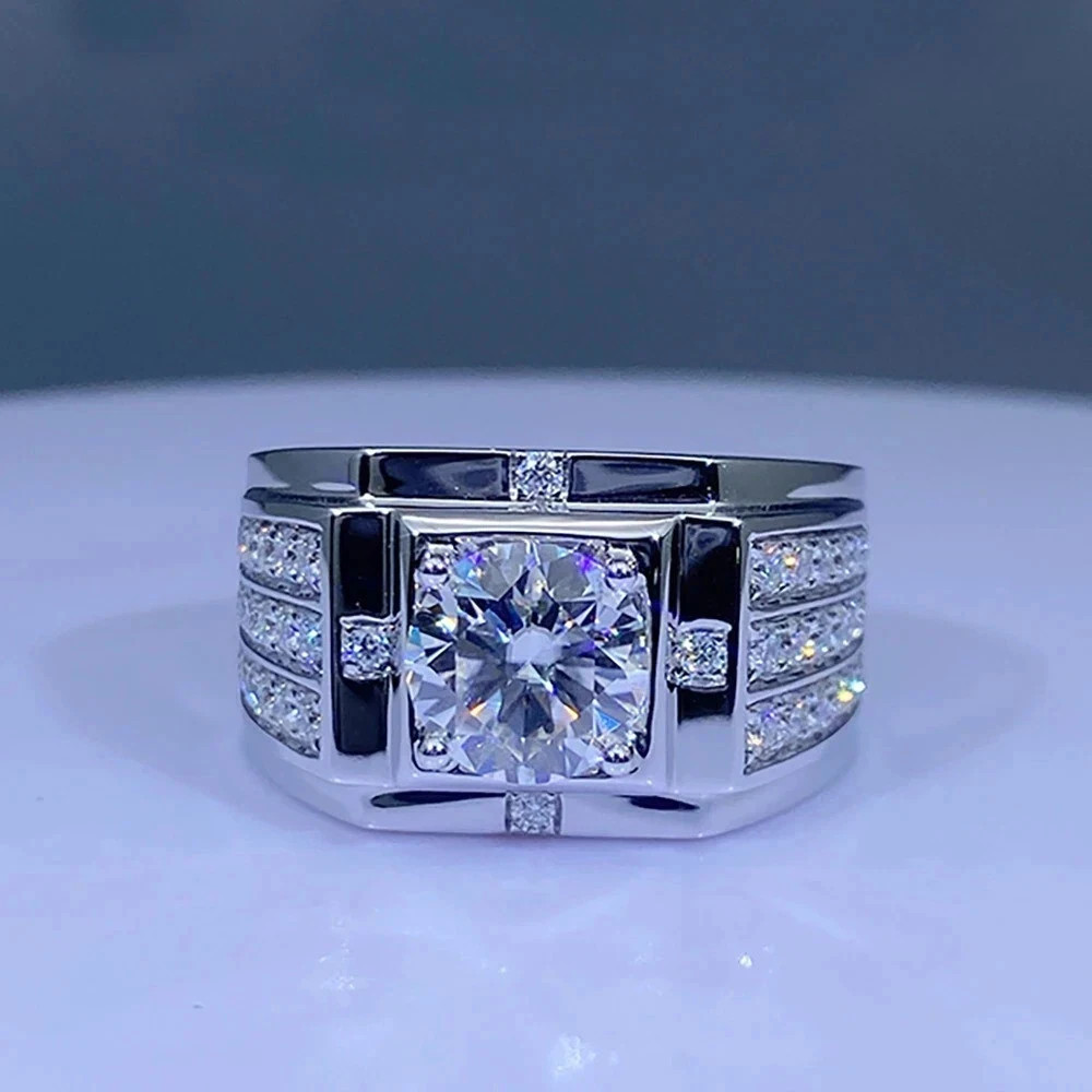 3Ct Round-Cut Lab Created Diamond Men’s Engagement Ring 14K White Gold Plated