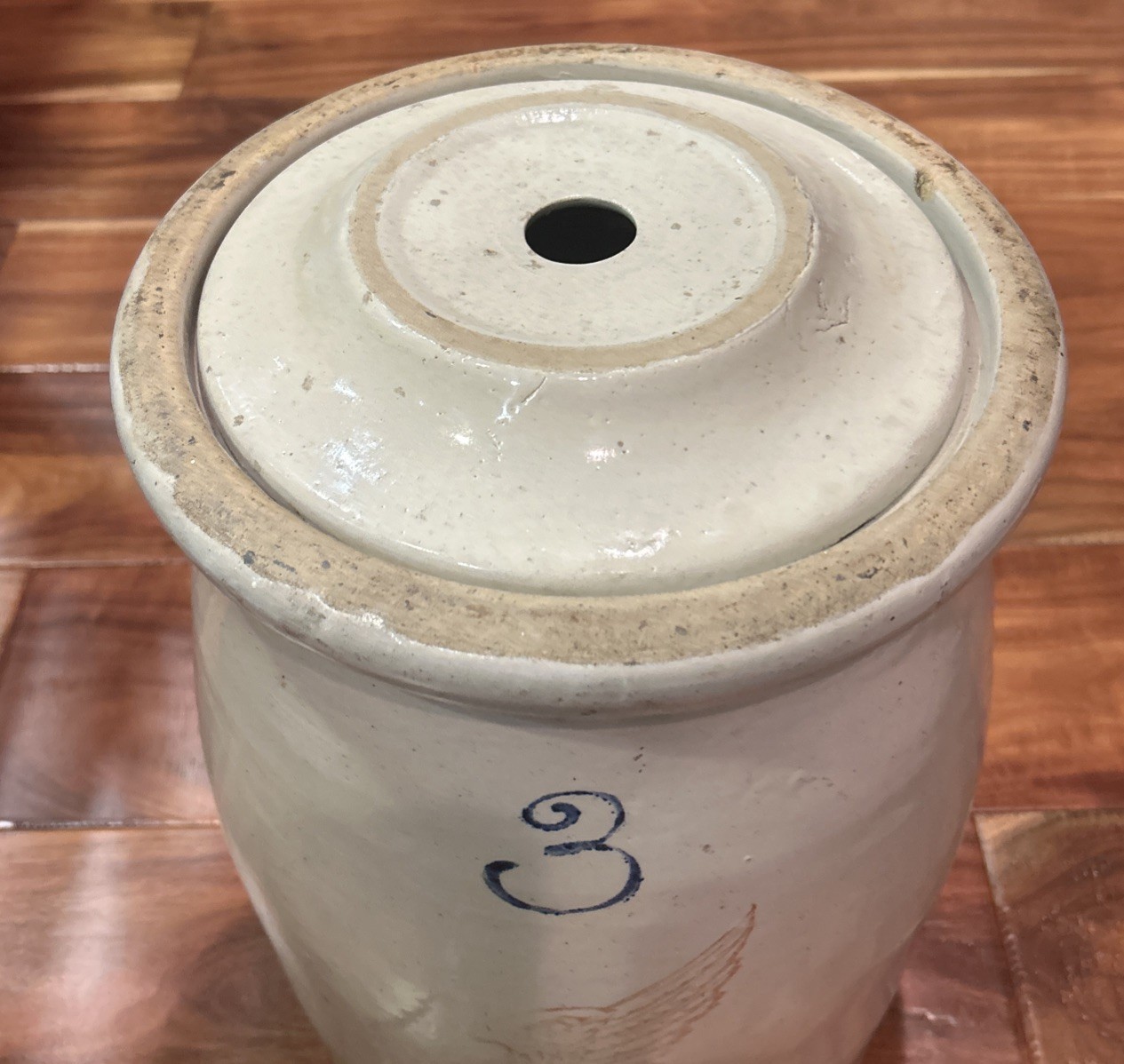 Antique Red Wing 3 Gallon Stoneware Butter Churn Crock w Lid & Wooden Dasher