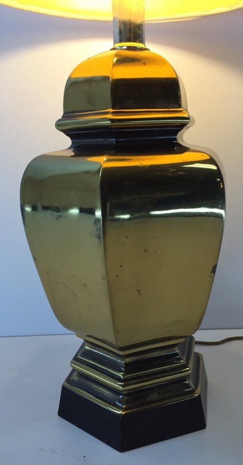 Vintage Mid Century Modern Solid Brass Table Lamp Tommi Parzinger Era Hexagon
