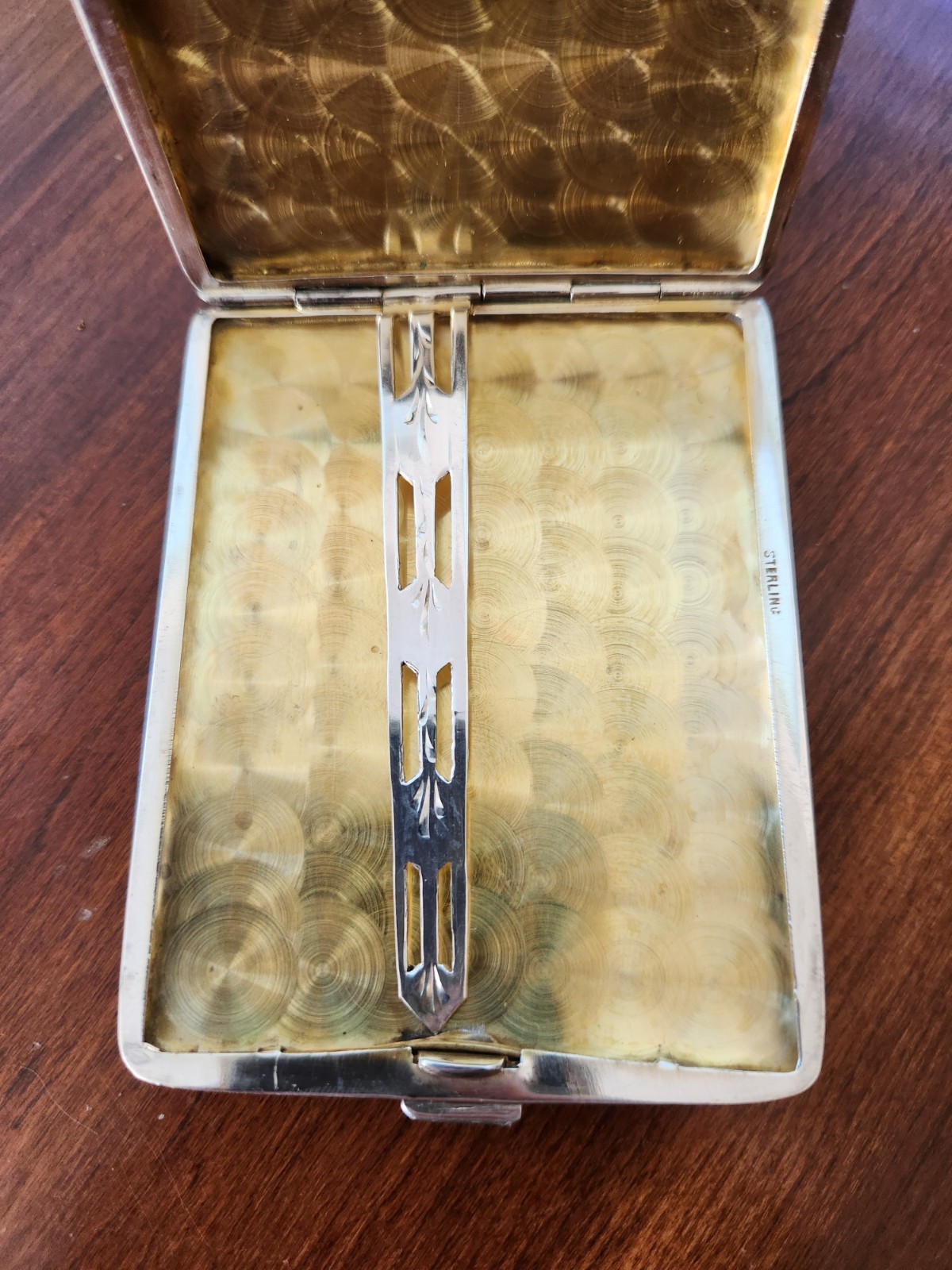 Sterling Silver Gold Striped Cigarette Box Business Card Case Money Coin Holder