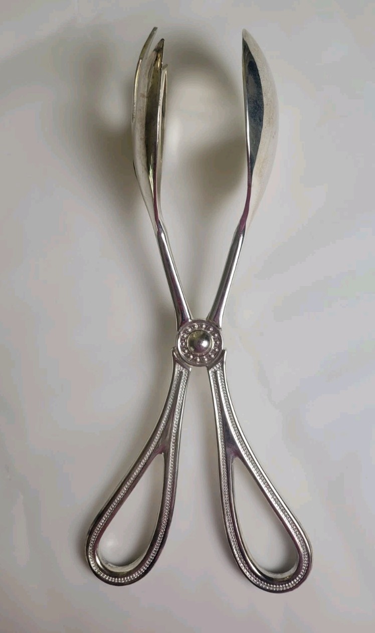 Vintage Godinger Silver Art Co. Tongs Serving Tongs ~ Salad Tongs Wide Handles
