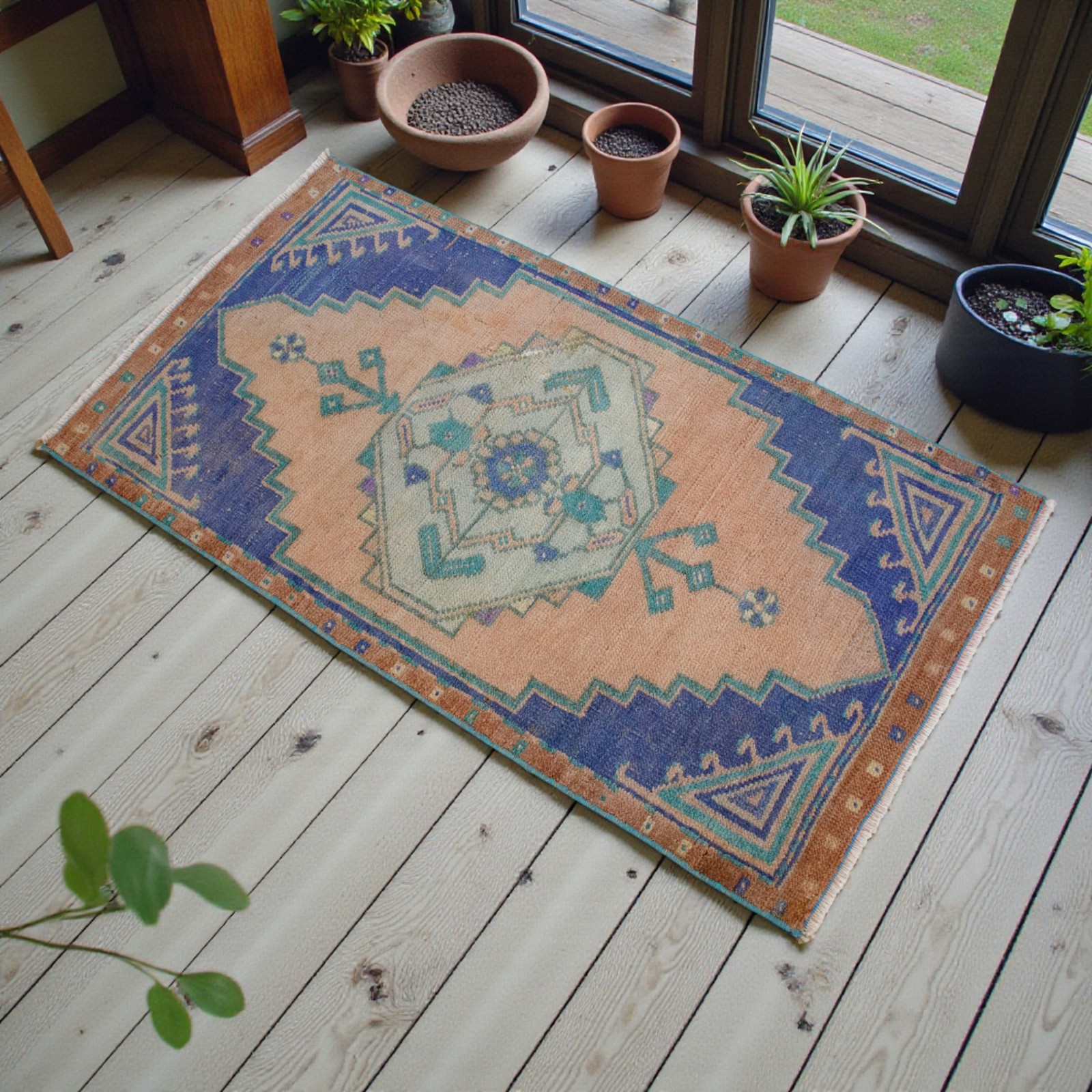 Vintage Turkish Rug Handmade Small Rug, Wool Doormat, Floor Mat, 2×3 ft approx