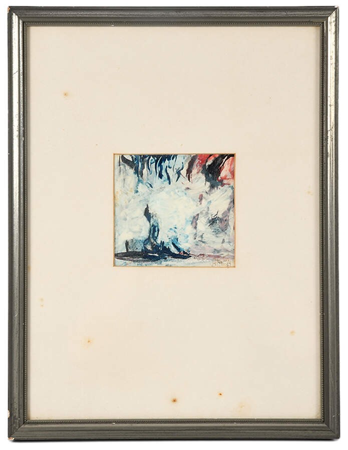Framed J. Akston Abstract Terrain Mixed Media on Paper