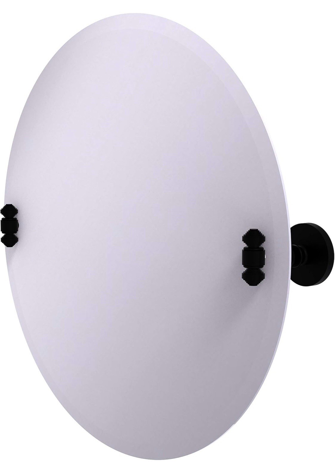 Allied Brass SB-90-BKM 22” Frameless Round Tilt Mirror Matte Black NEW