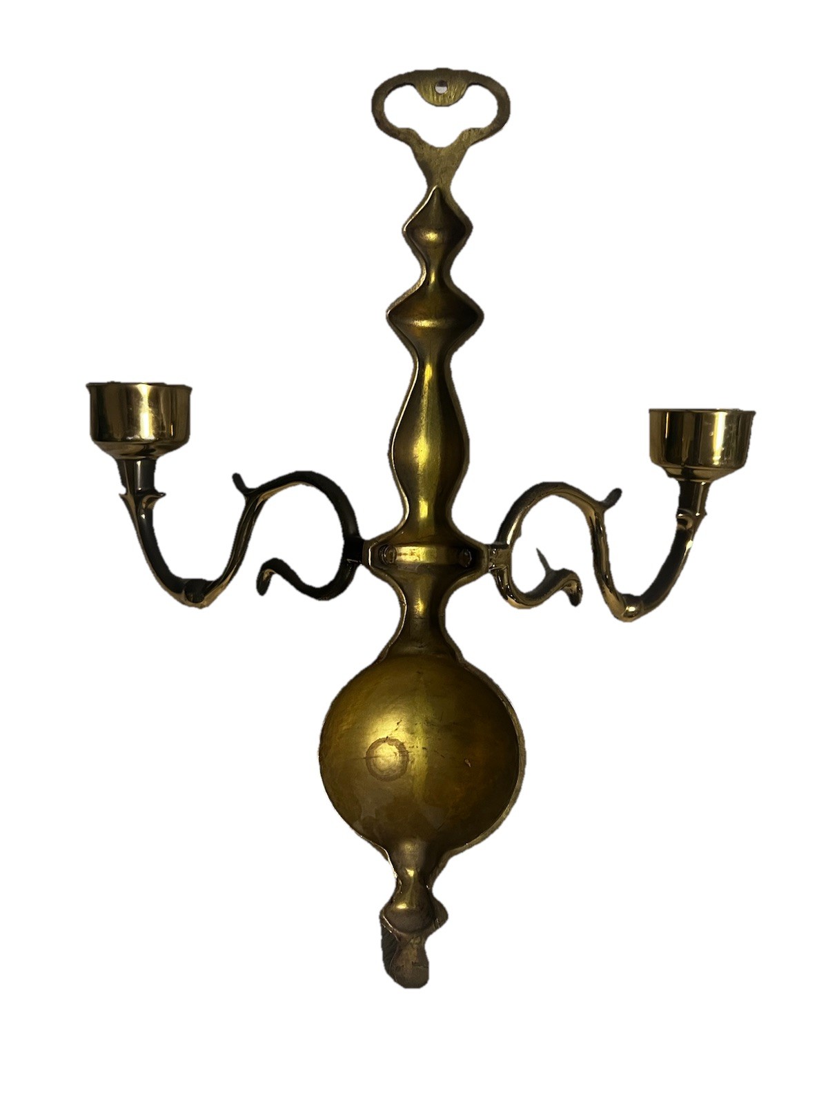 Baldwin Brass 2 Arm Large Ball Wall Sconce Pair Vintage Candelabra Colonial