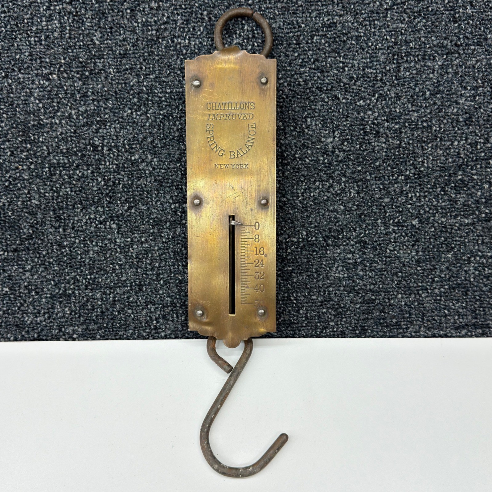 Antique Chatillons Improved Spring Balance Brass Scale 50lb New York Vintage