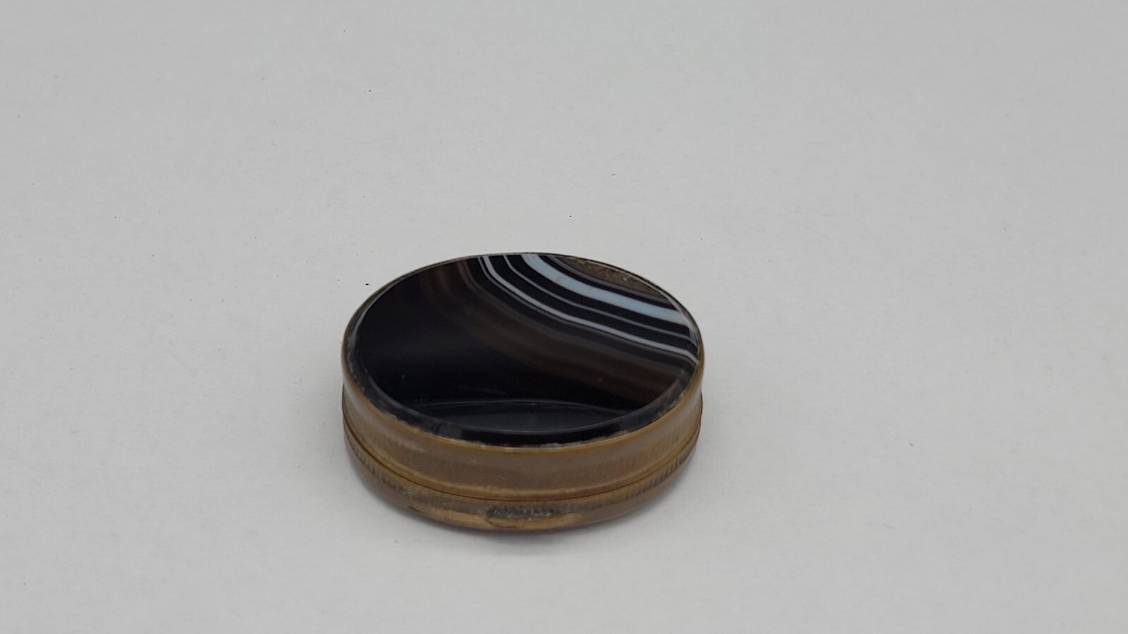 Antique Oval Double Sided Agate Stone Snuff Box